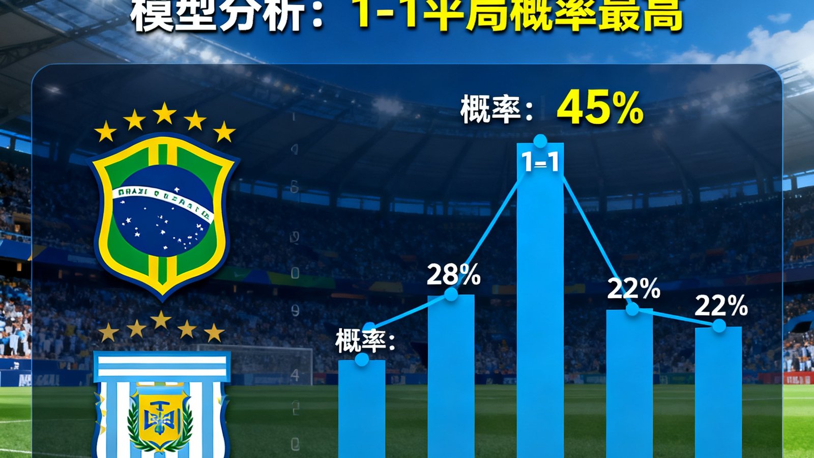 巴西vs阿根廷世界杯预选赛赛前深度预测，模型显示1-1概率最高